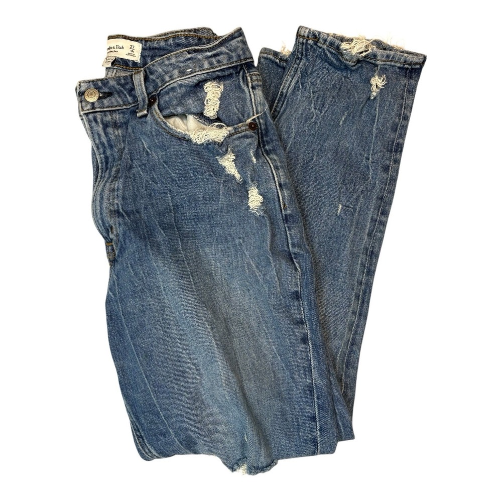 Abercrombie & Fitch Distressed Curve Love High Rise‎ Mom Jean Size 4 R/27